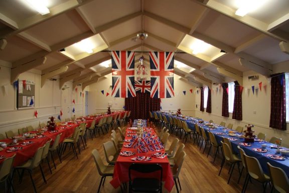 Celebrations Main Hall decked out for a Jubillee Celebration event